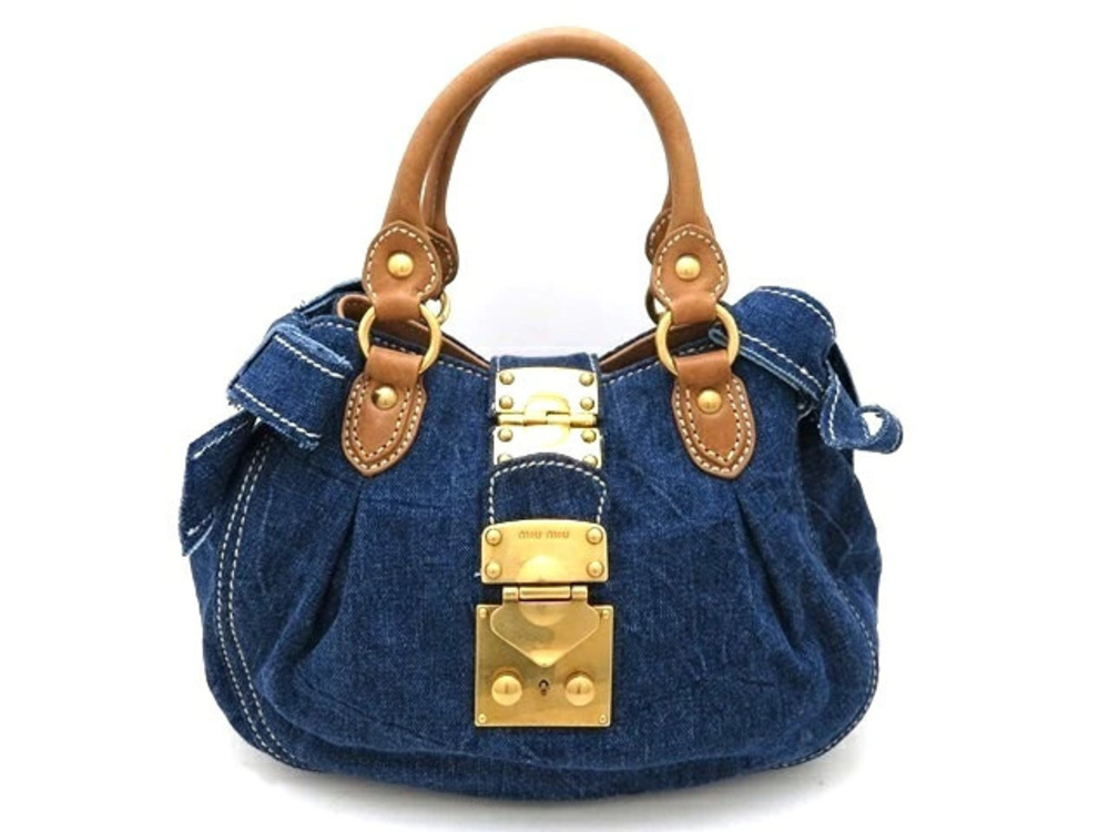 Miu Miu bag handbag shoulder denim calfskin indigo blue